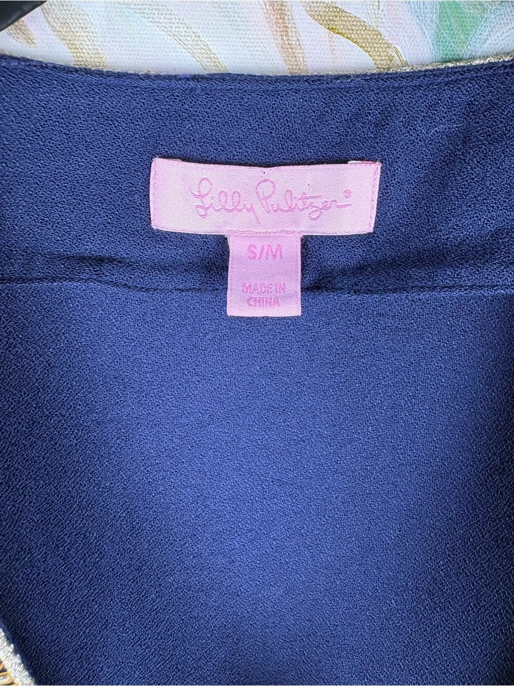 Lilly Pulitzer Embellished Caftan Tunic Dress Navy Blue Gold Beaded S/M - Picture 3 of 10